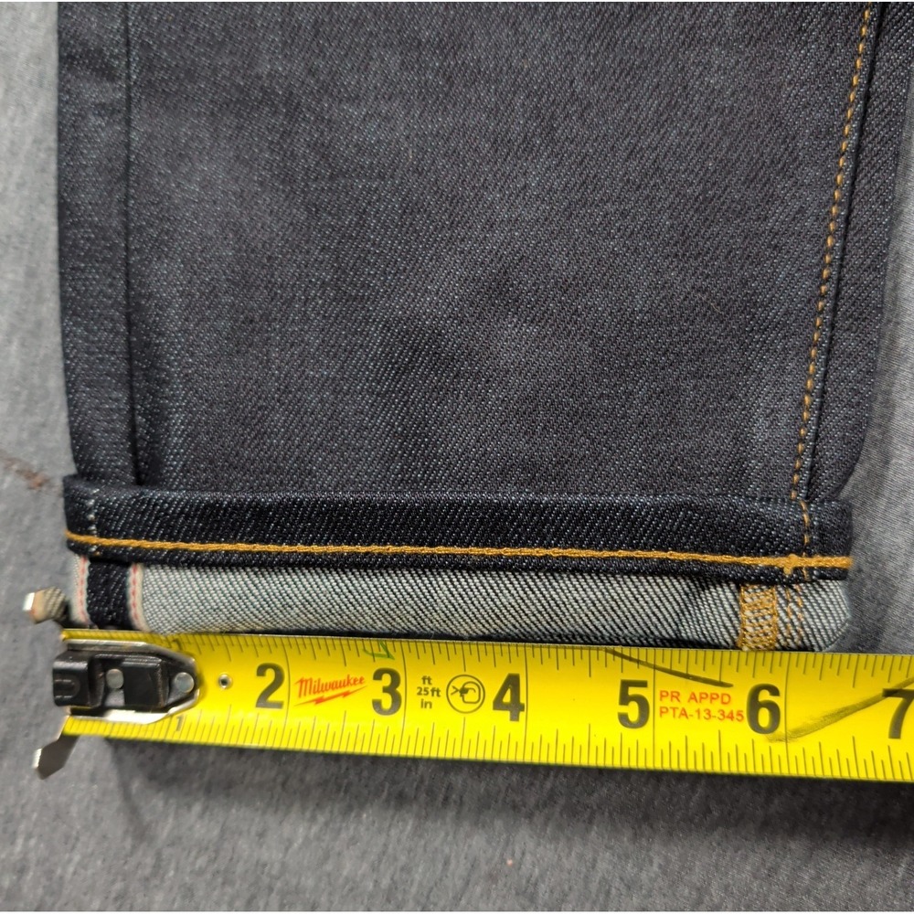 NWT American‎ Eagle Raw Selvedge Denim Jeans Men 28x28 Slim Dark Wash Crop Pants - Picture 7 of 16
